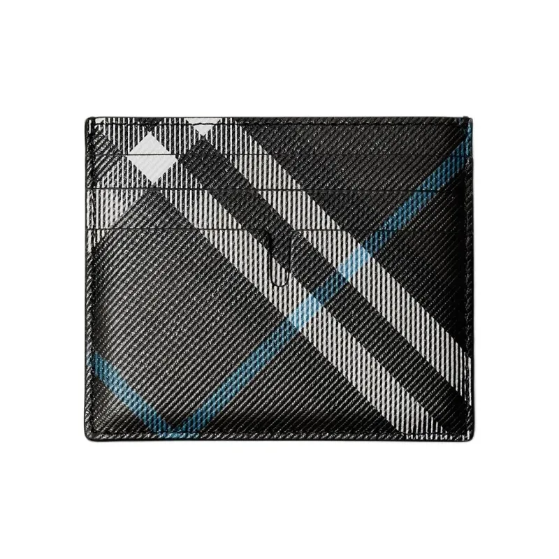 Burberry Polyurethane Card Holder Regular Men's Black & White & Blue-0