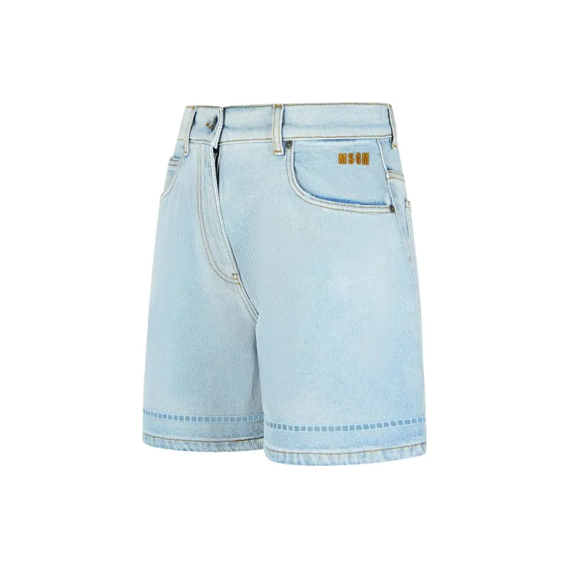 MSGM Logo Patch Denim Shorts-2