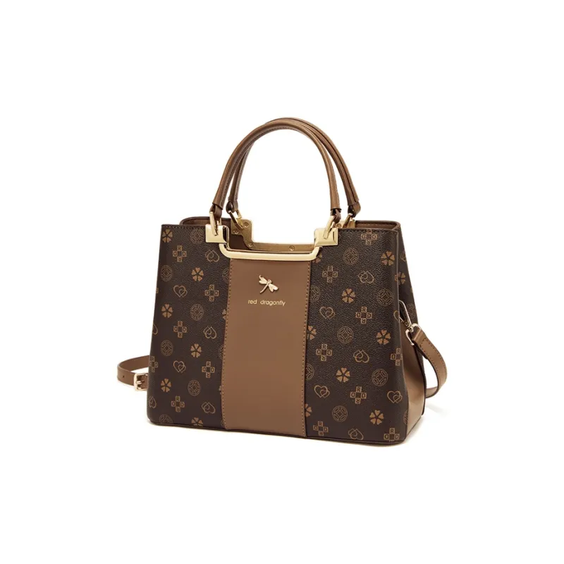 RED DRAGONFLY PVC Handbag Regular Unisex Coffee/Khaki-2