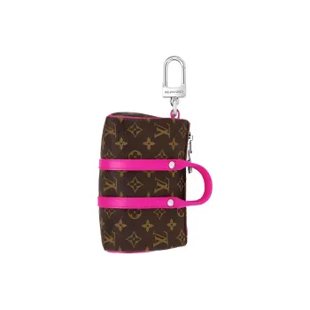 LOUIS VUITTON Mini Keepall Canvas With Leather Keychain Bag Accessory Men's Rose Red