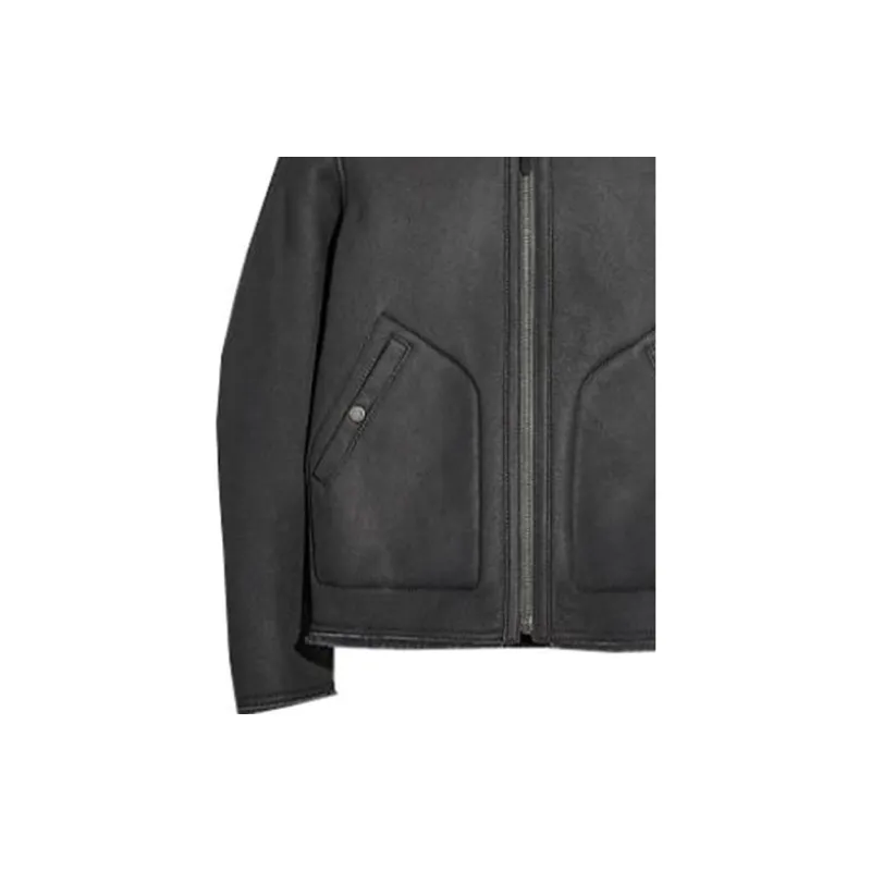 COACH Leather Jackets Men Charcoal Black-3