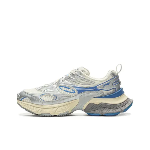 LiNing Star Cushioned Slip Resistant Breathable Low Top Casual Shoes Men's White Blue