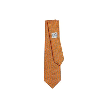 HERMES Mulberry Silk Ties Men's Orange