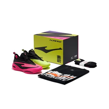 Erke Qian Xun 2.0 Basketball Shoes Men Low Top Fluorescent Lime Green Fluorescent Fuchsia