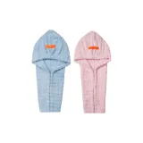 [2 Pack-7A Antibacterial Wide Tail Hair Drying Caps]Powder Blue+Soft Light Pink