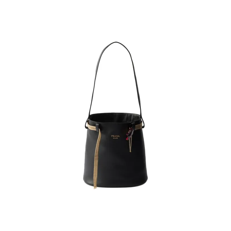 PRADA Cow Leather Shoulder Bag Women's Black-0