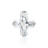White Zircon Cross Stud Earrings-Single