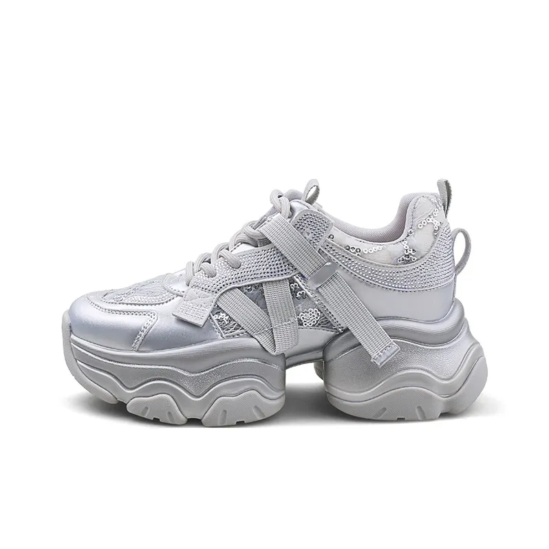 Safiya Happy Diamond Breathable Height Increasing Low-Top Chunky Sneakers Unisex-5