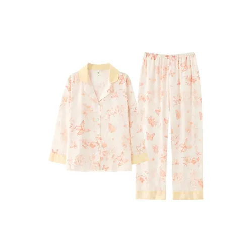 JINXU Pajama Set Women's Apricot
