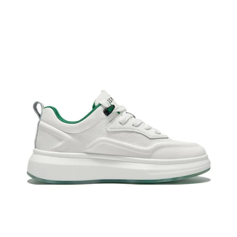U.S. POLO ASSN. Slip Resistant, Lightweight, Breathable, Height Increasing Low Top Skateboard Shoes Men's White Green-2
