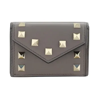 Valentino Rockstud Leather Wallet Regular Women's Gray
