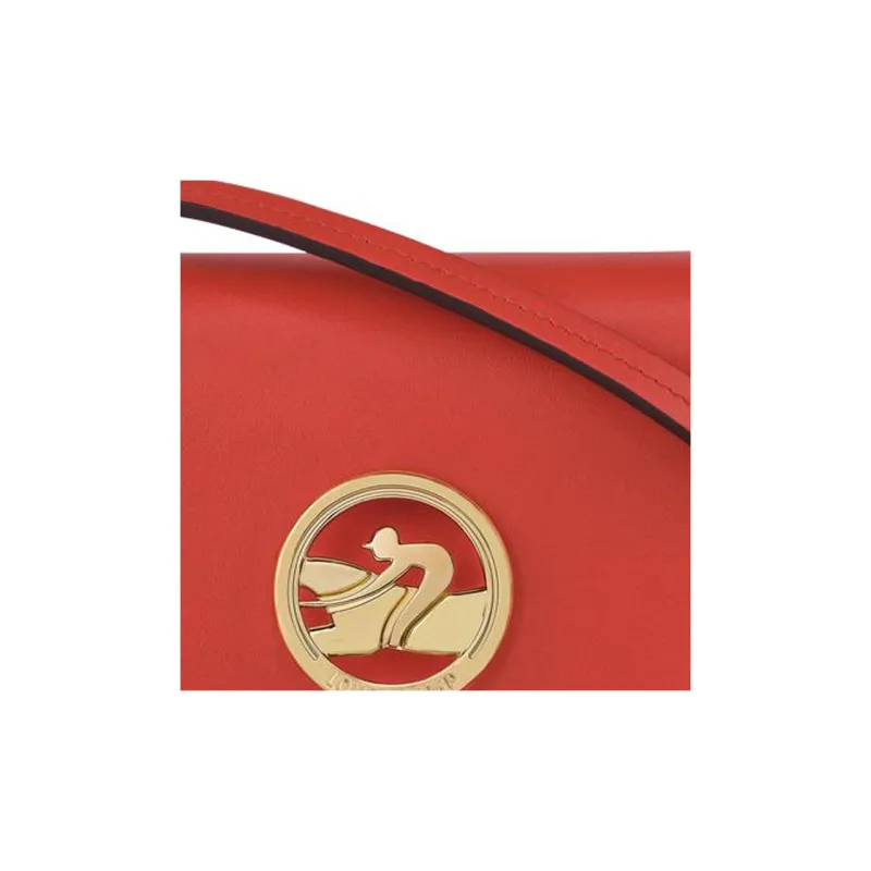 LONGCHAMP BOX-TROT Calfskin Small Square Bag Shoulder Bag Crossbody Bag Coin Purse Women's Orange-3