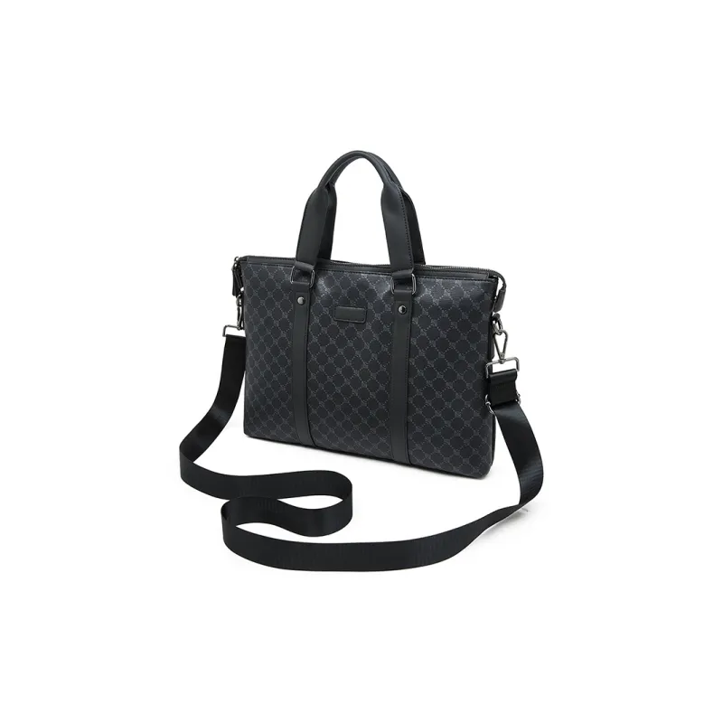 Old Man's Head Synthetic Leather Portable Crossbody Briefcase Regular Men's Black-3