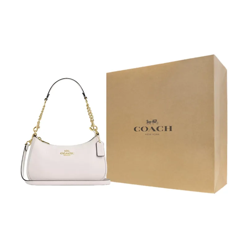 COACH Teri Leather Crossbody Handbag, Shoulder Bag Medium Size Women's Chalk White-8