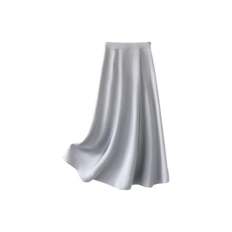 IHIMI Casual Long Skirt Women's Silver Gray-1