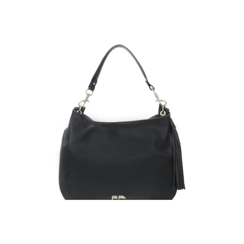 Folli Follie Leather Crossbody Bag Shoulder Bag Large Size Unisex Black-3