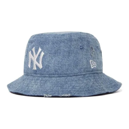 New Era Cotton Bucket Hats Unisex Denim Blue