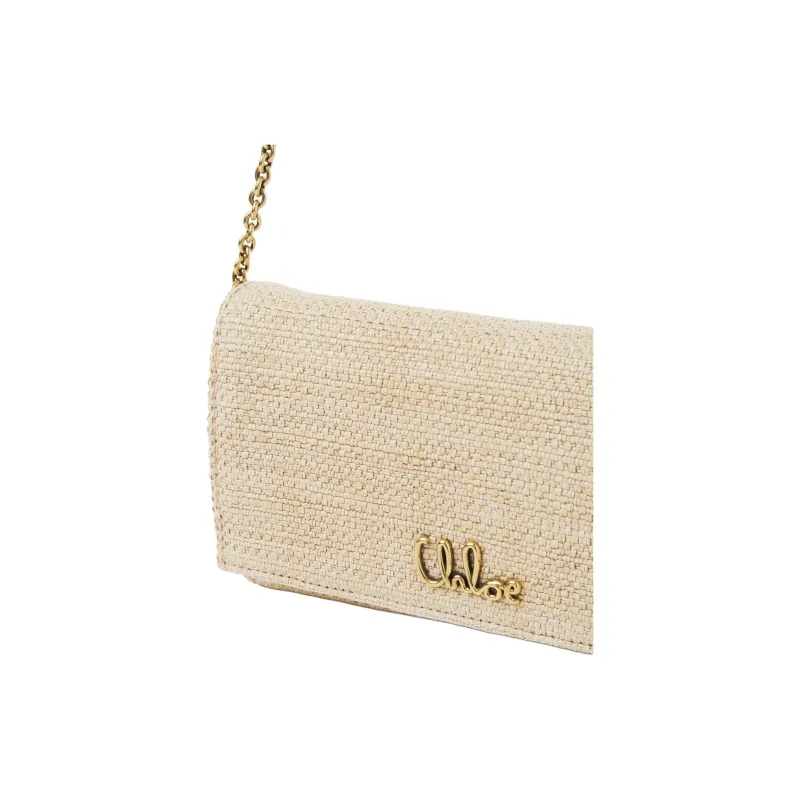 Chloe ICONIC Cotton Crossbody, One Shoulder, Wallet Small Size Women's Beige-4