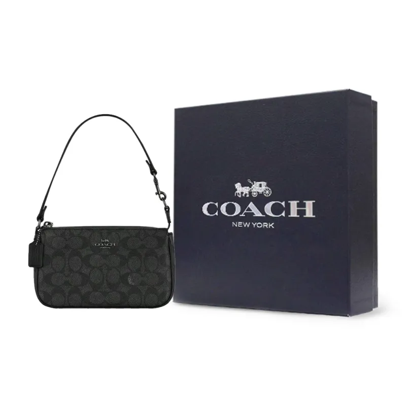 COACH Nolita Polyvinyl Chloride Pochette, Shoulder Bag Trumpets Women's Dark Gray-9