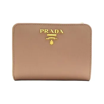 PRADA Saffiano Leather Wallet Women's Pink Beige