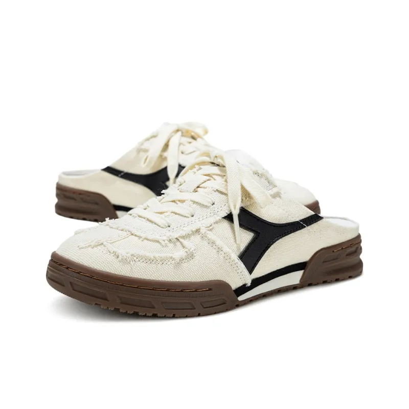 Diadora Abrasion-Resistant Low-Top Canvas Shoes Unisex White Black-2