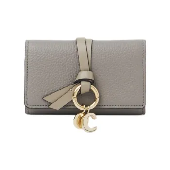 Chloe Alphabet Calfskin Key Pouch Women's Cashmere Gray