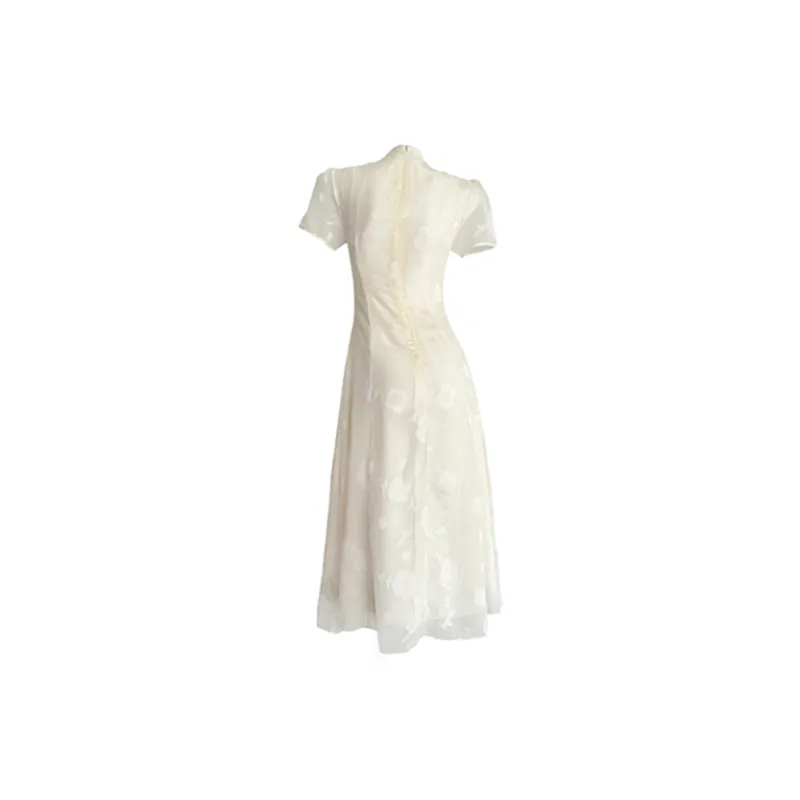 Pa33word Short Sleeved Dress Women's Beige Apricot-13