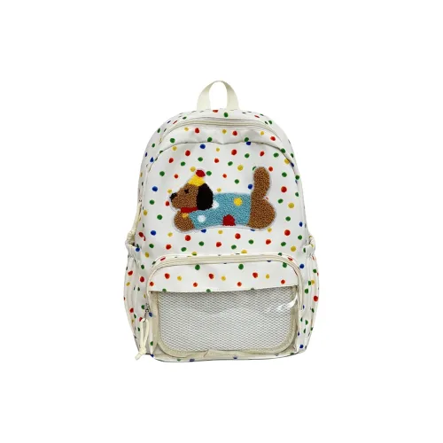 MINIPUDING Cotton Backpack Unisex White/Yellow/Blue/Black