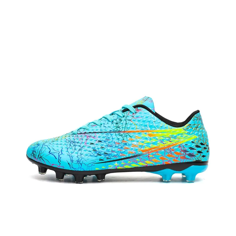 QIUTEXIONG Soccer Shoes Unisex Low Top Black/Aqua/White-5