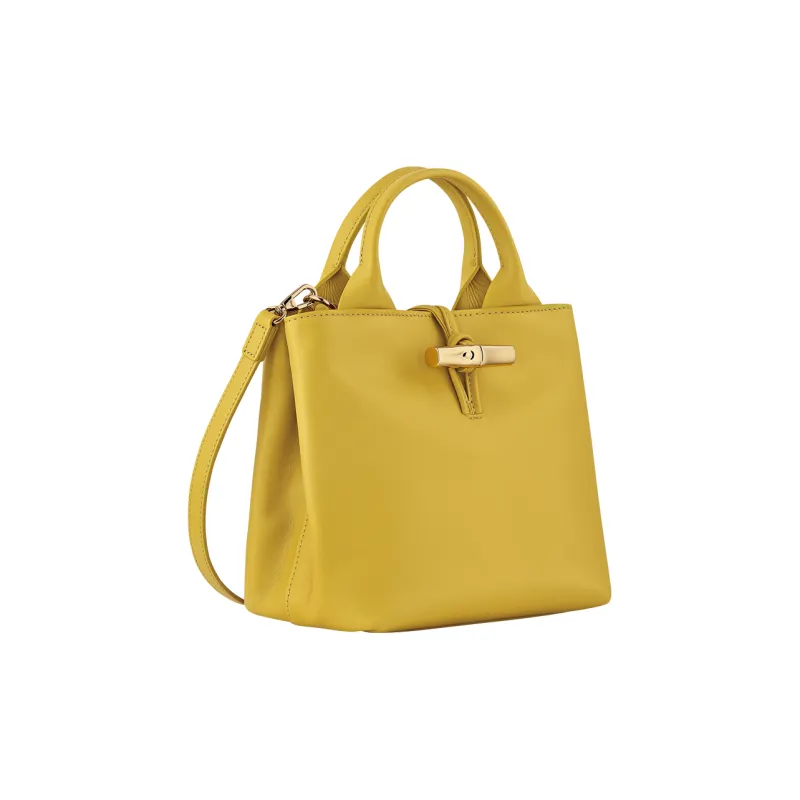 LONGCHAMP Le Roseau Cow Leather Handbag Small Size Women's Raw Ginger Yellow-1