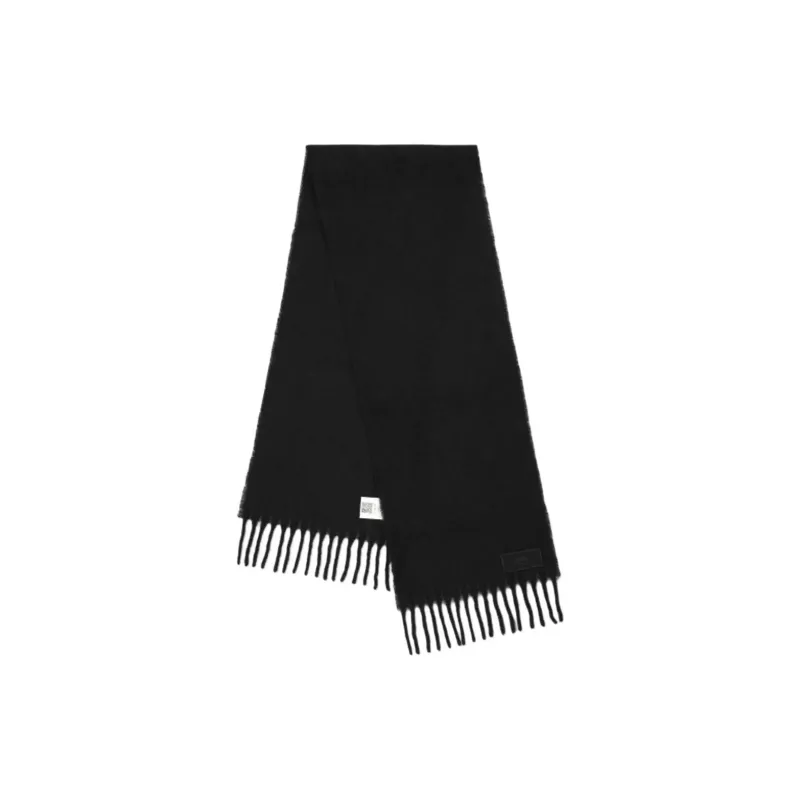 AMIPARIS Paris Logo Patch Fringed Edge Scarf-3