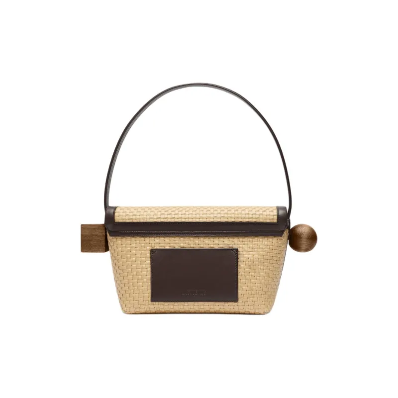 Jacquemus Polyamide One Shoulder Handbags Women's Natural Dark Brown-3