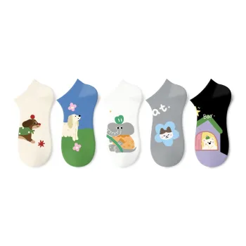Primeet Ankle Socks Women's 5 Pack Cute Pet Design Home