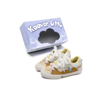 KAAVER OTTO Durable Lightweight And Breathable Low-Top Skateboard Shoes Women's Beige Yellow
