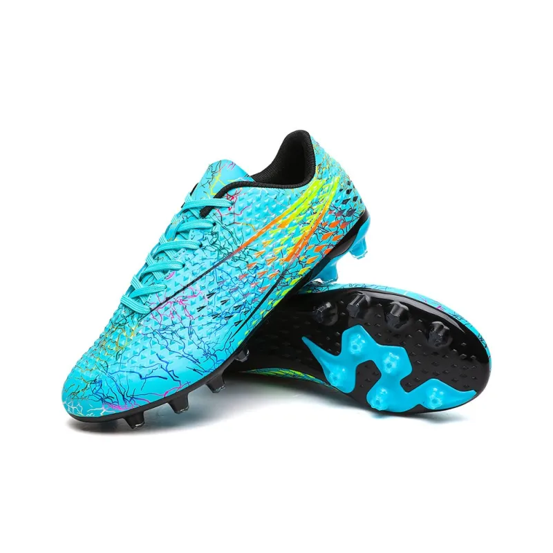 QIUTEXIONG Soccer Shoes Unisex Low Top Black/Aqua/White-9