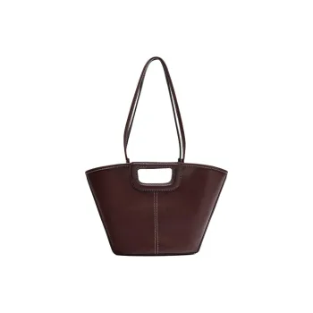 ZARA PU Tote Bag, Shopping Bag, Handbag Regular Women's Burgundy Red