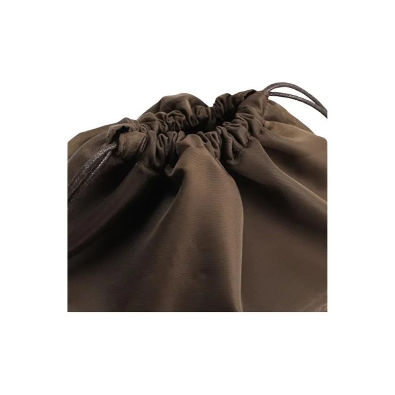 Ingenuity Handmade Nylon Liner Mini Drawstring Bag Medium Bag Storage & Organization Bag Strap Women's Brown-3
