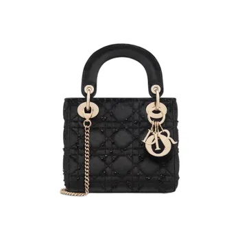 DIOR Lady Dior Silk Lady Dior Bag, One Shoulder Handbag Mini Women's Black
