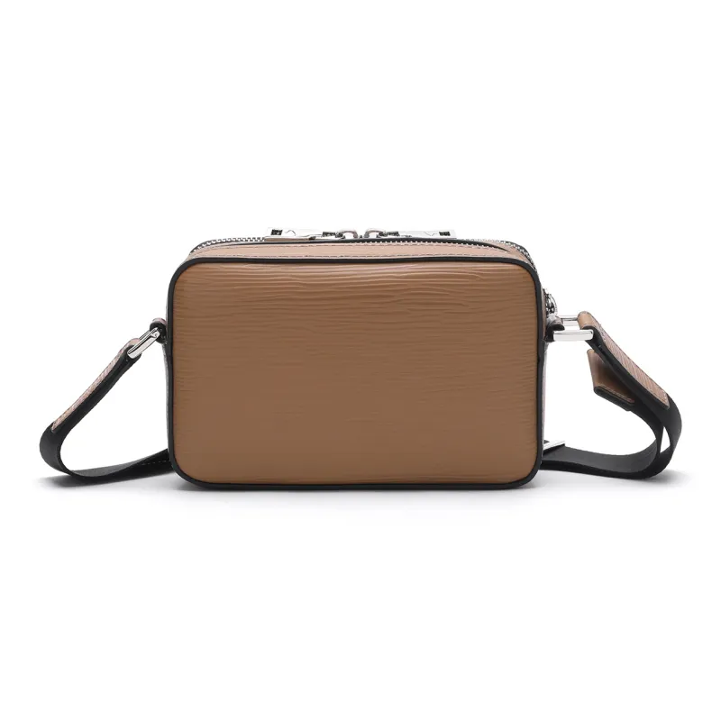 Satchi Cow Leather With Fabric Crossbody Bag Regular Men's Yellow Brown/Black-2