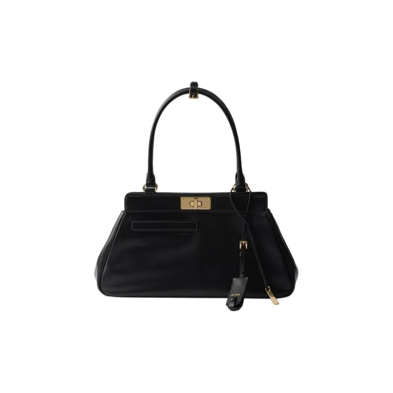 PRADA Cow Leather Tote Bag Shopping Bag Handbag Large Size Women's Black-0