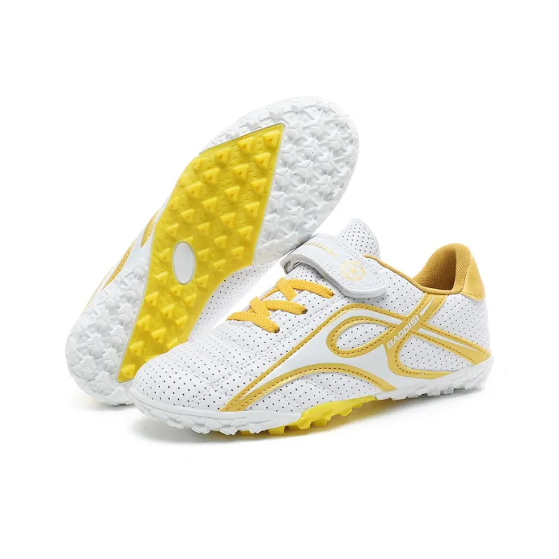 QIUTEXIONG Soccer Shoes Unisex Low Top White/Gold/Red/Green/Black-4