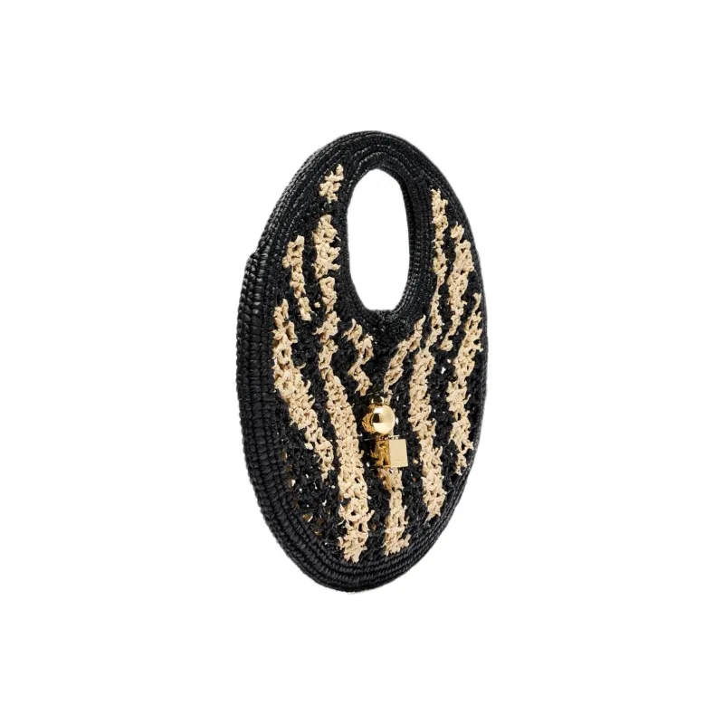 Jacquemus Raffia Handbag Trumpets Women's Ivory & Black-1