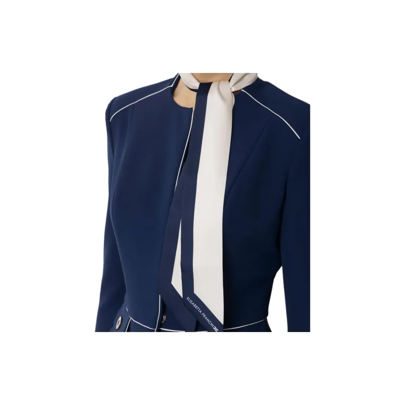 Elisabetta Franchi Two Tone Foulard Scarf Detailed Crêpe Jacket-2