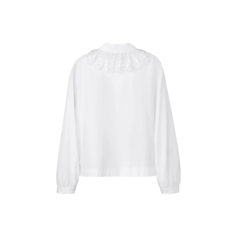 Fstudio Korean-Style Early Spring Preppy Style Peter Pan Collar Top Shirt Women's White-1