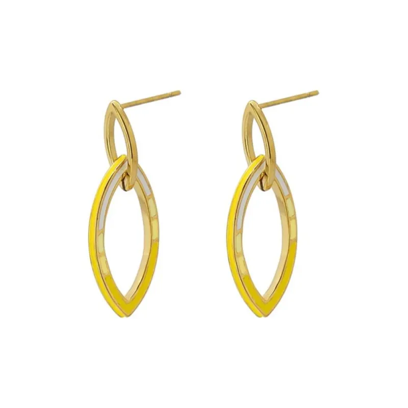 ANARTXY Enamel Surgical Steel Earrings Women's Gold-0