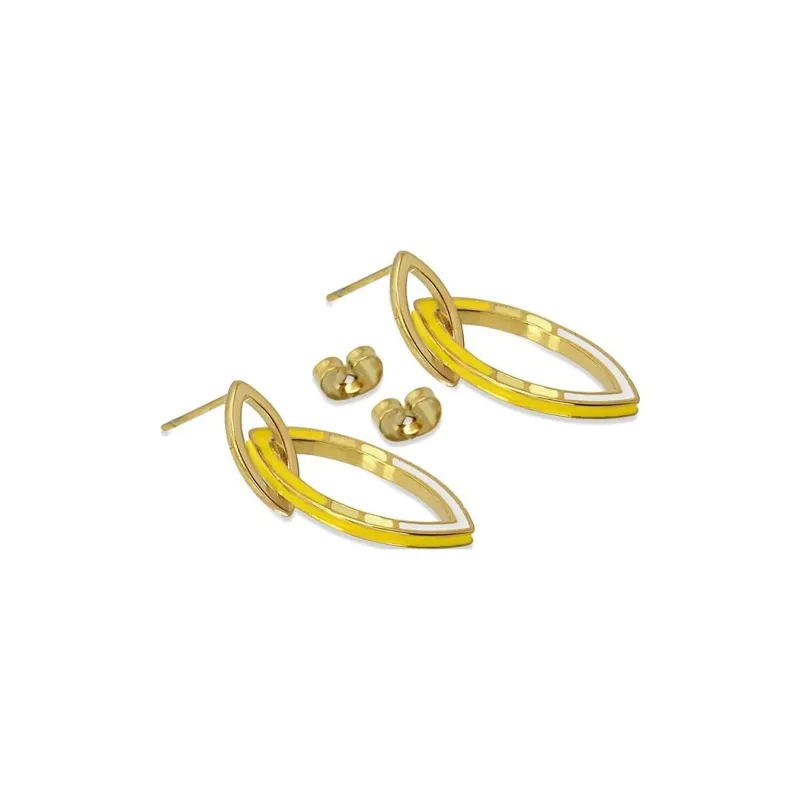ANARTXY Enamel Surgical Steel Earrings Women's Gold-1