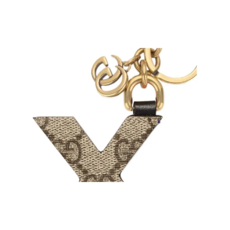 GUCCI Canvas With Leather Keychain Bag Accessory Women's Blue/Black-3