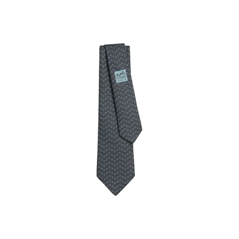 HERMES Silk Ties Men's Charcoal Gray-0