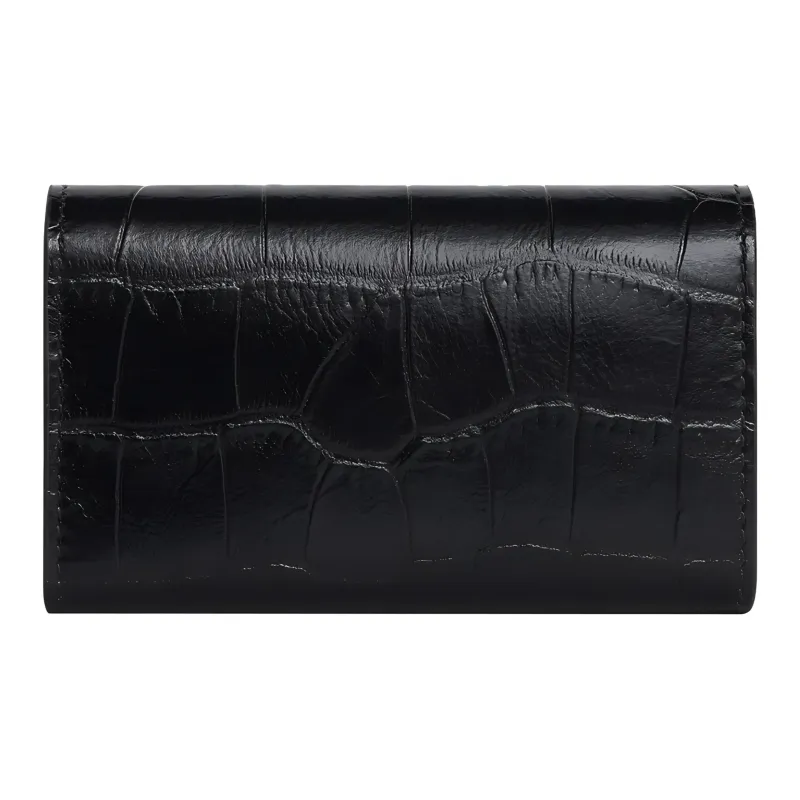 CELINE Crocodile Embossed Calfskin Key Pouch Men's Black-2