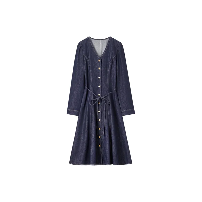 SENTUBILA Long Sleeved Dresses Women's Azure Blue-4